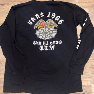 Vans Off The Wall SK8-Hi Club Long Sleeve Shirt Black Gothic Tattoo Logo Skater